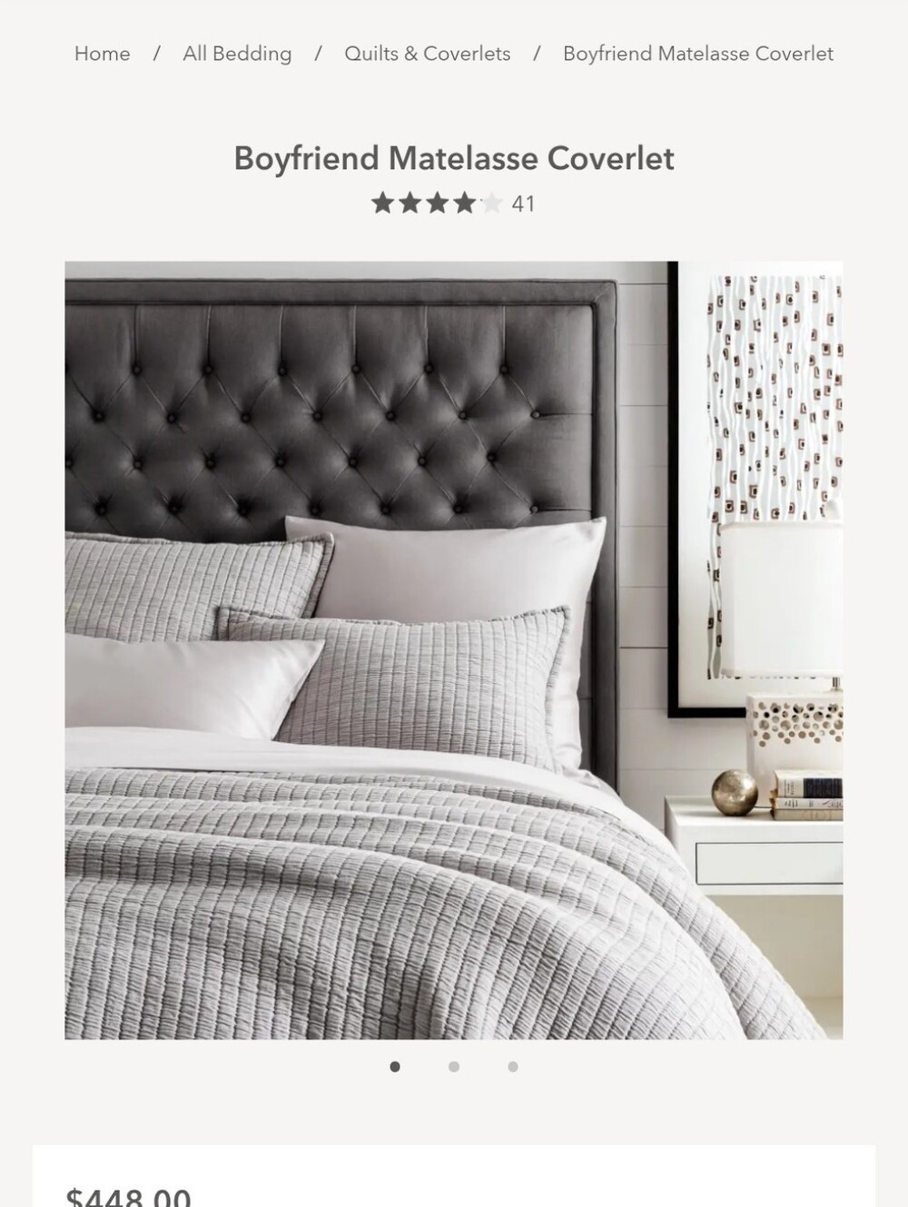 Annie Selke Boyfriend Matelasse Coverlet Gray Full/Queen New